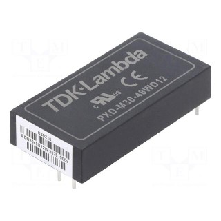 Converter: DC/DC | 30W | Uin: 18÷75V | Uout: 12VDC | Uout2: -12VDC | THT