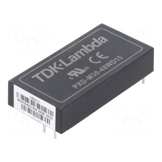 Converter: DC/DC | 30W | Uin: 18÷75V | Uout: 15VDC | Uout2: -15VDC | THT