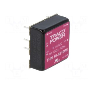 Converter: DC/DC | 30W | Uin: 18÷75V | 3.3VDC | Iout: 7000mA | 1"x1"