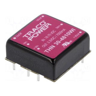 Converter: DC/DC | 30W | Uin: 18÷75V | 3.3VDC | Iout: 7000mA | 1"x1"