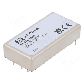 Converter: DC/DC | 30W | Uin: 36÷140V | Uout: 12VDC | Iout: 2.5A | 270kHz