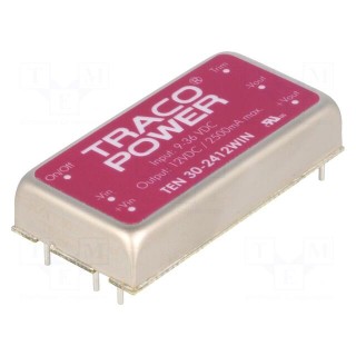 Converter: DC/DC | 30W | Uin: 9÷36V | Uout: 12VDC | Iout: 2500mA | 2"x1"