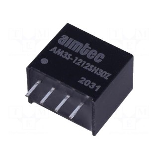 Converter: DC/DC | 3W | Uin: 10.8÷13.2V | Uout: 12VDC | Iout: 250mA | SIP4