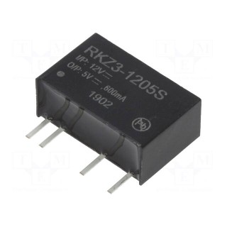 Converter: DC/DC | 3W | Uin: 10.8÷13.2V | Uout: 5VDC | Iout: 600mA | SIP7