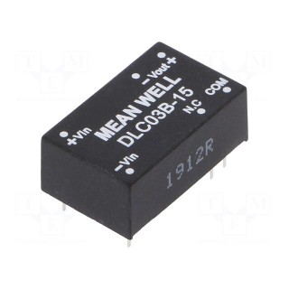 Converter: DC/DC | 3W | Uin: 18÷36V | Uout: 15VDC | Uout2: -15VDC | DIP16