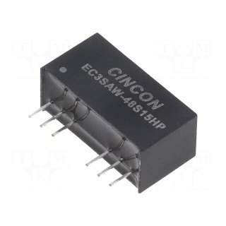 Converter: DC/DC | 3W | Uin: 18÷74V | Uout: 15VDC | Iout: 200mA | 100kHz