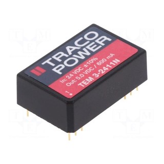 Converter: DC/DC | 3W | Uin: 21.6÷26.4V | Uout: 5VDC | Iout: 600mA | DIP24