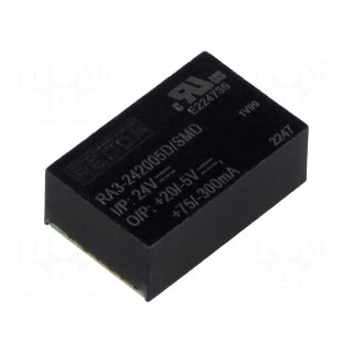 Converter: DC/DC | 3W | Uin: 24V | Uout: 20VDC | Uout2: -5VDC | Iout: 75mA