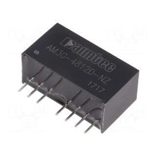 Converter: DC/DC | 3W | Uin: 36÷75V | Uout: 12VDC | Uout2: -12VDC | SIP8