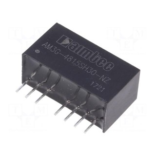 Converter: DC/DC | 3W | Uin: 36÷75V | 15VDC | Iout: 200mA | SIP8 | 4.9g