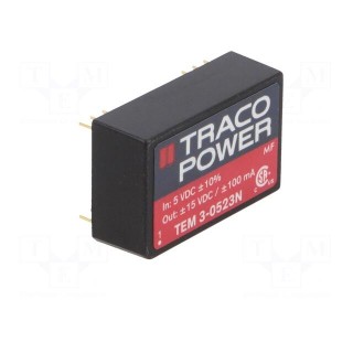 Converter: DC/DC | 3W | Uin: 4.5÷5.5V | Uout: 15VDC | Uout2: -15VDC