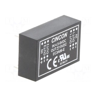 Converter: DC/DC | 3W | Uin: 4.5÷9V | Uout: 15VDC | Uout2: -15VDC | DIP24