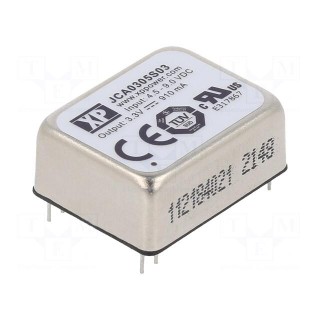 Converter: DC/DC | 3W | Uin: 4.5÷9V | Uout: 3.3VDC | Iout: 910mA | 300kHz