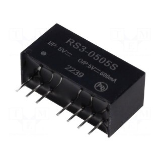 Converter: DC/DC | 3W | Uin: 4.5÷9V | Uout: 5VDC | Iout: 600mA | SIP8