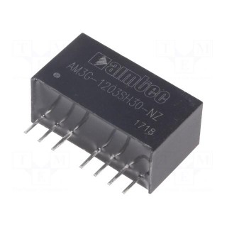 Converter: DC/DC | 3W | Uin: 9÷18V | 3.3VDC | Iout: 758mA | SIP8 | 4.9g