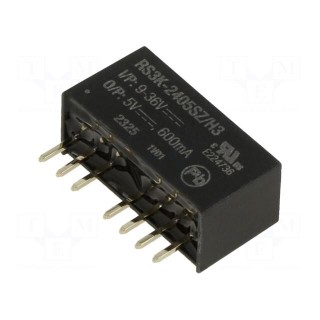 Converter: DC/DC | 3W | Uin: 9÷36V | Uout: 5VDC | Iout: 600mA | SIP8