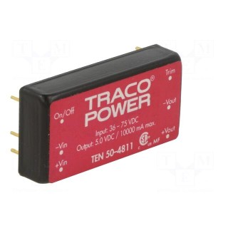 Converter: DC/DC | 50W | Uin: 36÷75V | Uout: 5VDC | Iout: 10000mA | 2"x1"