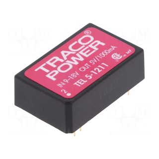 Converter: DC/DC | 5W | Uin: 9÷18V | Uout: 5VDC | Iout: 1000mA | DIP24