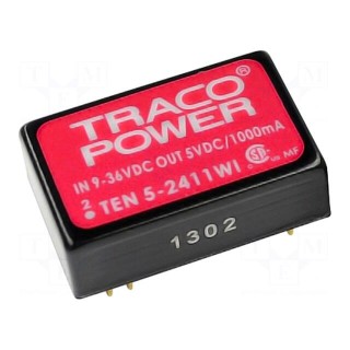 Converter: DC/DC | 5W | Uin: 9÷36V | Uout: 15VDC | Uout2: -15VDC | DIP24