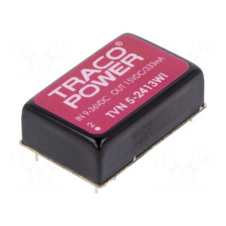 Converter: DC/DC | 5W | Uin: 9÷36V | Uout: 15VDC | Iout: 333mA | DIP24