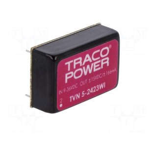 Converter: DC/DC | 5W | Uin: 9÷36V | Uout: 15VDC | Uout2: -15VDC | DIP24