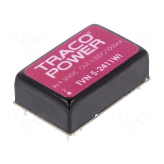 Converter: DC/DC | 5W | Uin: 9÷36V | Uout: 5VDC | Iout: 1000mA | DIP24