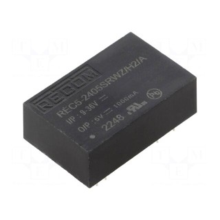 Converter: DC/DC | 5W | Uin: 9÷36V | Uout: 5VDC | Iout: 1A | DIP24 | REC5