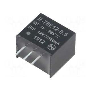 Converter: DC/DC | 6W | Uin: 15÷28V | Uout: 12VDC | Iout: 500mA | SIP3