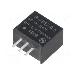 Converter: DC/DC | 6W | Uin: 15÷32V | Uout: 12VDC | Iout: 500mA | SIP3