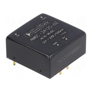 Converter: DC/DC | 6W | Uin: 18÷36V | 12VDC | Iout: 500mA | 1"x1" | 14g