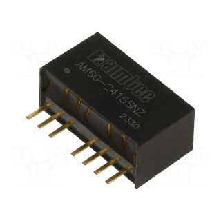 Converter: DC/DC | 6W | Uin: 18÷36V | Uout: 15VDC | Iout: 400mA | SIP8