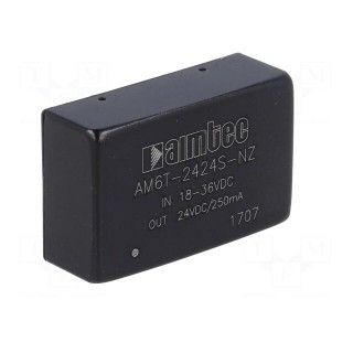 Converter: DC/DC | 6W | Uin: 18÷36V | 24VDC | Iout: 250mA | DIP24 | 14g