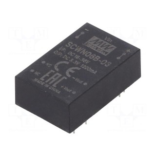 Converter: DC/DC | 6W | Uin: 18÷36V | 3.3VDC | Iout: 1200mA | DIP24 | 12.5g