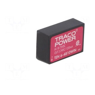 Converter: DC/DC | 6W | Uin: 18÷75V | Uout: 3.3VDC | Iout: 1200mA | DIP24