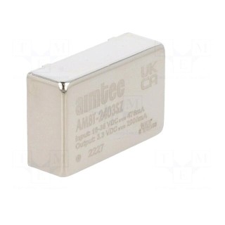 Converter: DC/DC | 7.5W | Uin: 18÷36V | Uout: 3.3VDC | Iout: 2A | DIP24