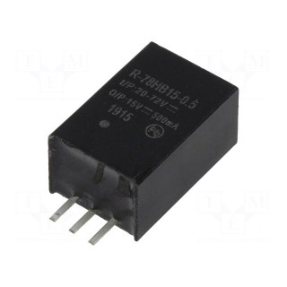 Converter: DC/DC | 7.5W | Uin: 20÷72V | Uout: 15VDC | Iout: 500mA | SIP3