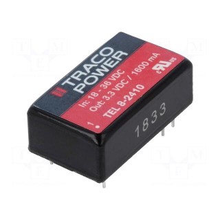 Converter: DC/DC | 8W | Uin: 18÷36V | Uout: 3.3VDC | Iout: 1600mA | DIP16