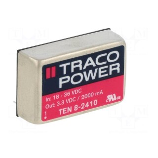 Converter: DC/DC | 8W | Uin: 18÷36V | Uout: 3.3VDC | Iout: 2000mA | DIP24