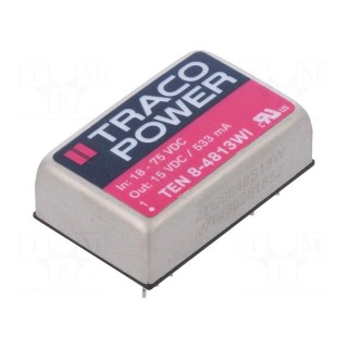 Converter: DC/DC | 8W | Uin: 18÷75V | 15VDC | Iout: 533mA | DIP24 | 18g