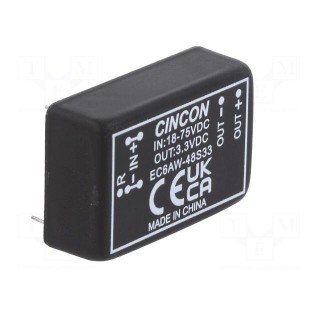 Converter: DC/DC | 8W | Uin: 18÷75V | Uout: 3.3VDC | Iout: 0÷2000mA | THT