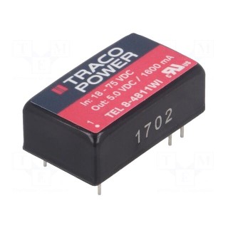 Converter: DC/DC | 8W | Uin: 18÷75V | Uout: 5VDC | Iout: 1600mA | DIP16