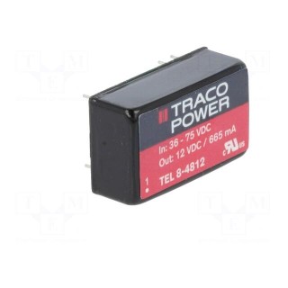 Converter: DC/DC | 8W | Uin: 36÷75V | Uout: 12VDC | Iout: 665mA | DIP16