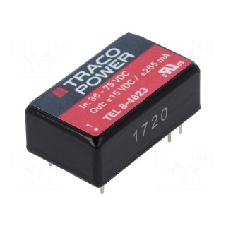 Converter: DC/DC | 8W | Uin: 36÷75V | Uout: 15VDC | Uout2: -15VDC | DIP16