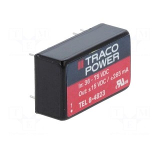 Converter: DC/DC | 8W | Uin: 36÷75V | Uout: 15VDC | Uout2: -15VDC | DIP16