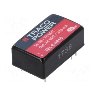 Converter: DC/DC | 8W | Uin: 36÷75V | Uout: 24VDC | Iout: 335mA | DIP16