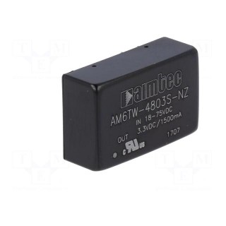 Converter: DC/DC | 6W | Uin: 18÷75V | 3.3VDC | Iout: 1.5A | DIP24 | 14g