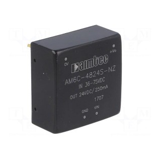 Converter: DC/DC | 6W | Uin: 36÷75V | 24VDC | Iout: 250mA | 1"x1" | 14g