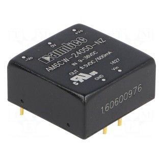 Converter: DC/DC | 6W | Uin: 9÷36V | Uout: 5VDC | Uout2: -5VDC | 1"x1"