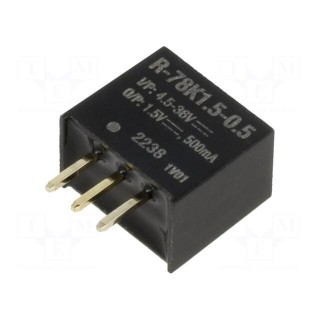 Converter: DC/DC | Uin: 4.5÷36V | Uout: 1.5VDC | Iout: 500mA | SIP3 | THT