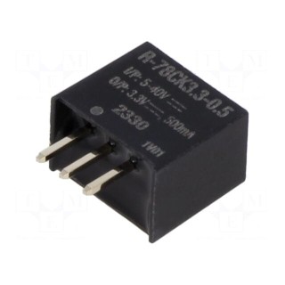 Converter: DC/DC | Uin: 5÷40V | Uout: 3.3VDC | Iout: 500mA | SIP3 | THT